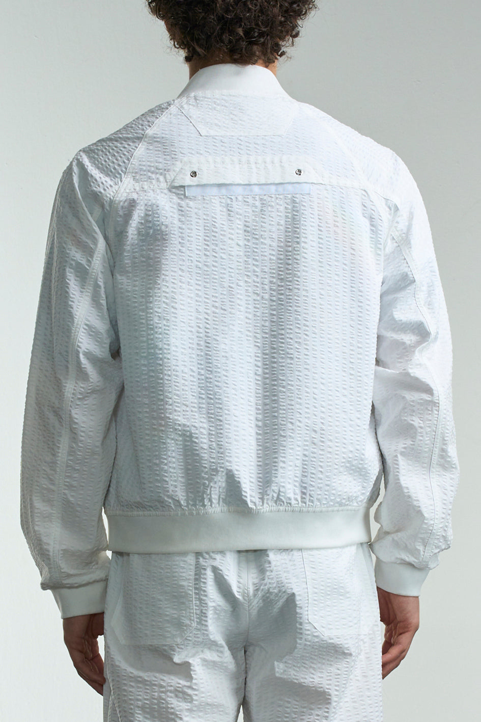 Striped Seersucker Bomber Jacket