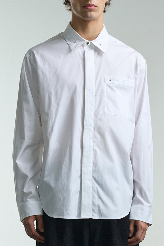 Basic Shirt With Studs On Collar
