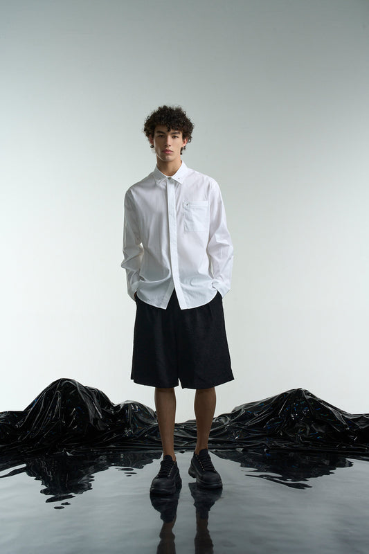 Basic Shirt With Studs On Collar