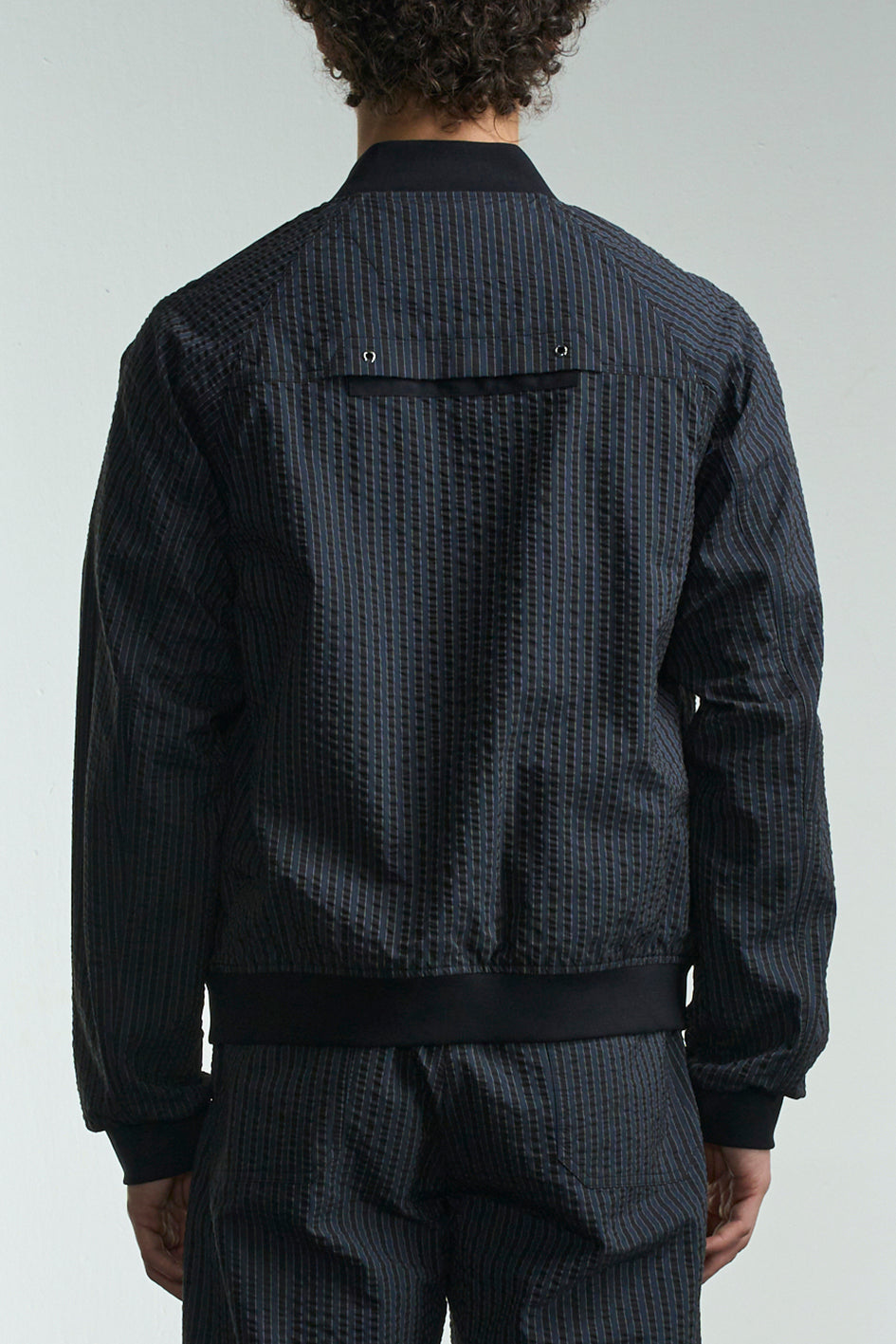 Striped Seersucker Bomber Jacket