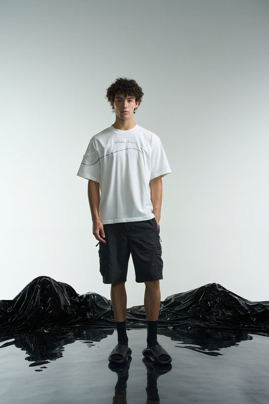 Tee With Curl Line Embroidery