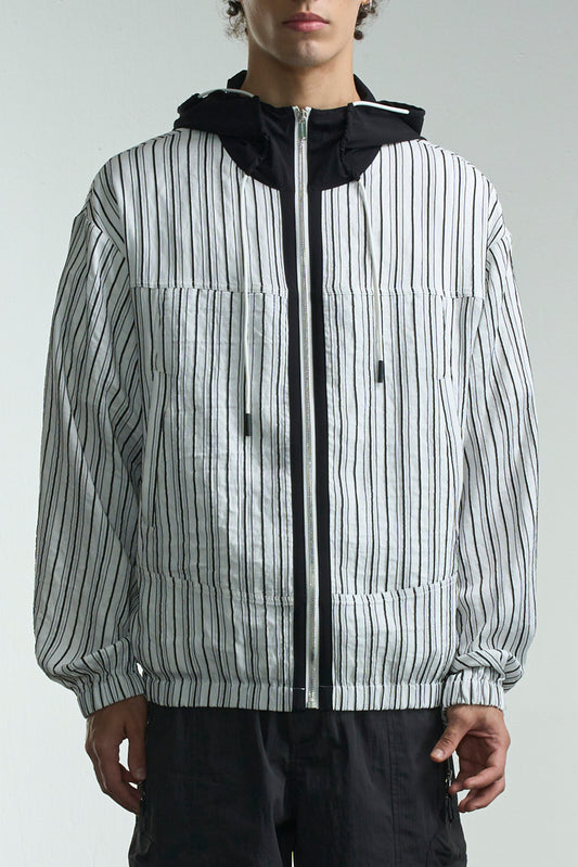 Striped Jacket With Black Hood