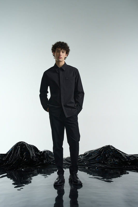 Basic Shirt With Studs On Collar