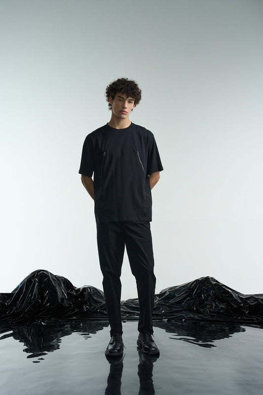 Tee With 2 Zippers And Studs