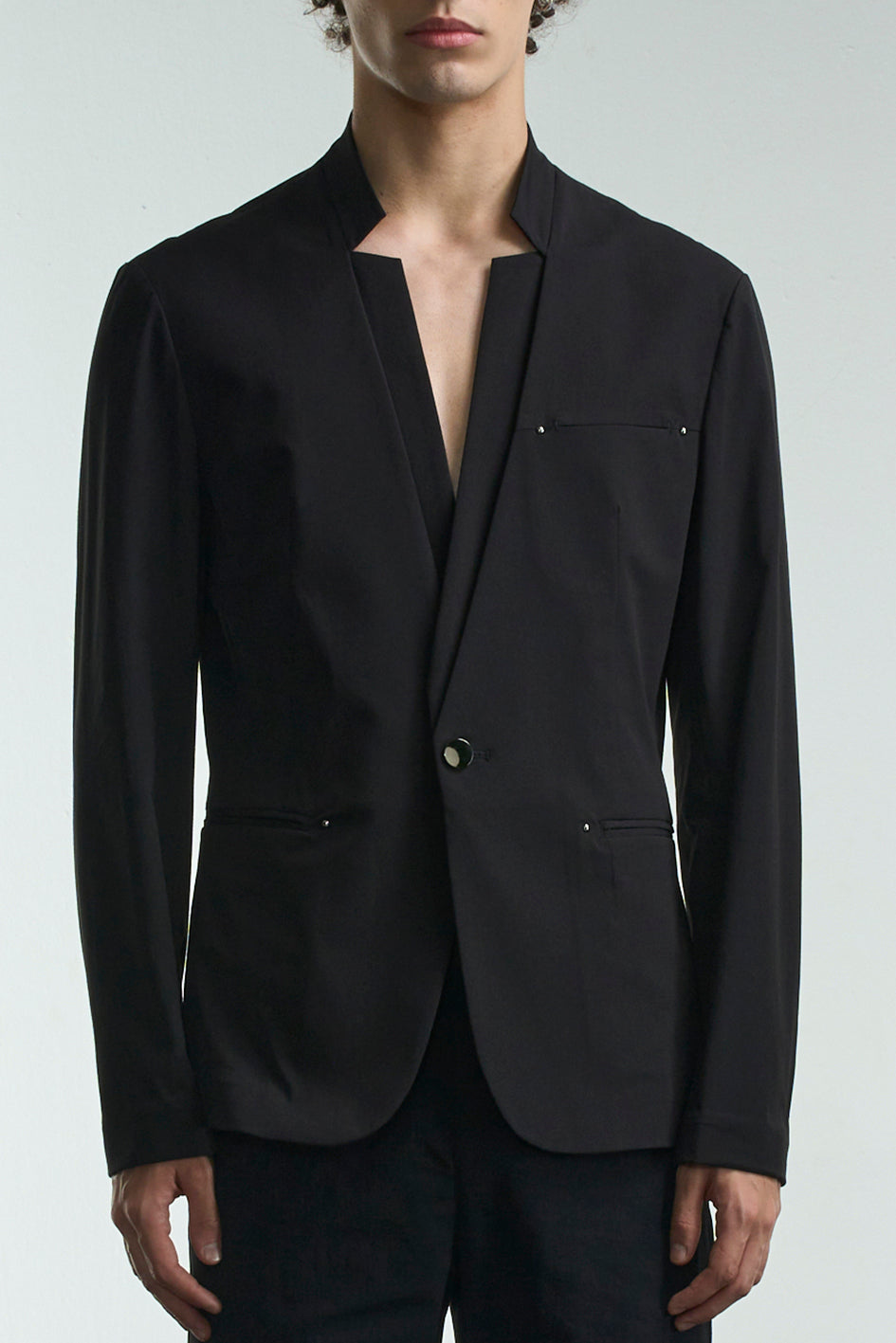 Stand Collar Blazer With Studs