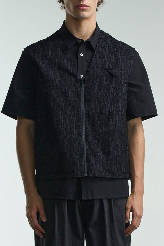 透け感のあるコットン ウエストコート ジッパー付き