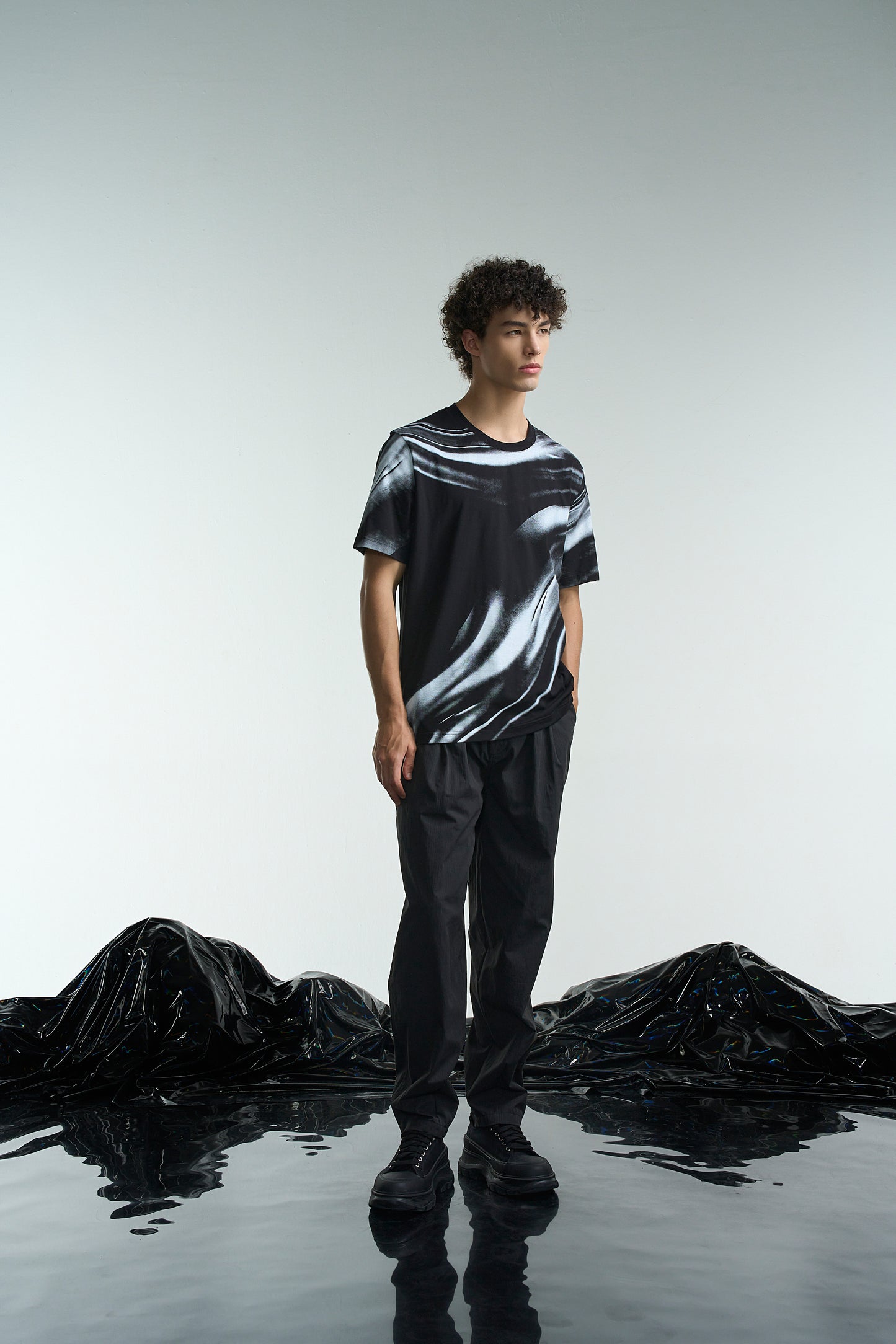 Flowing Metal Liquid Print Tee