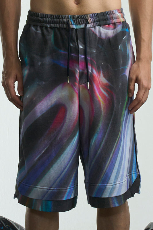 カラーリキッドプリントのショートパンツ