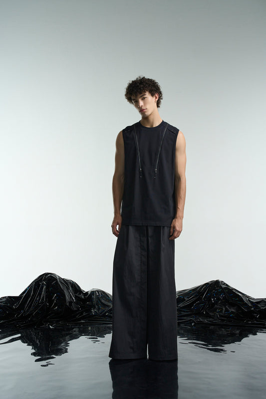 Tank Top With 2 Zippers And Studs