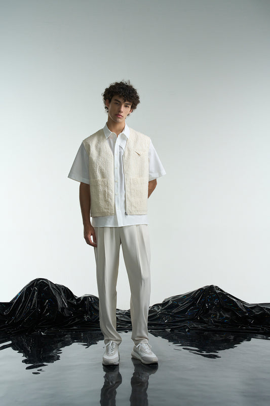 透け感のあるコットン ウエストコート ジッパー付き