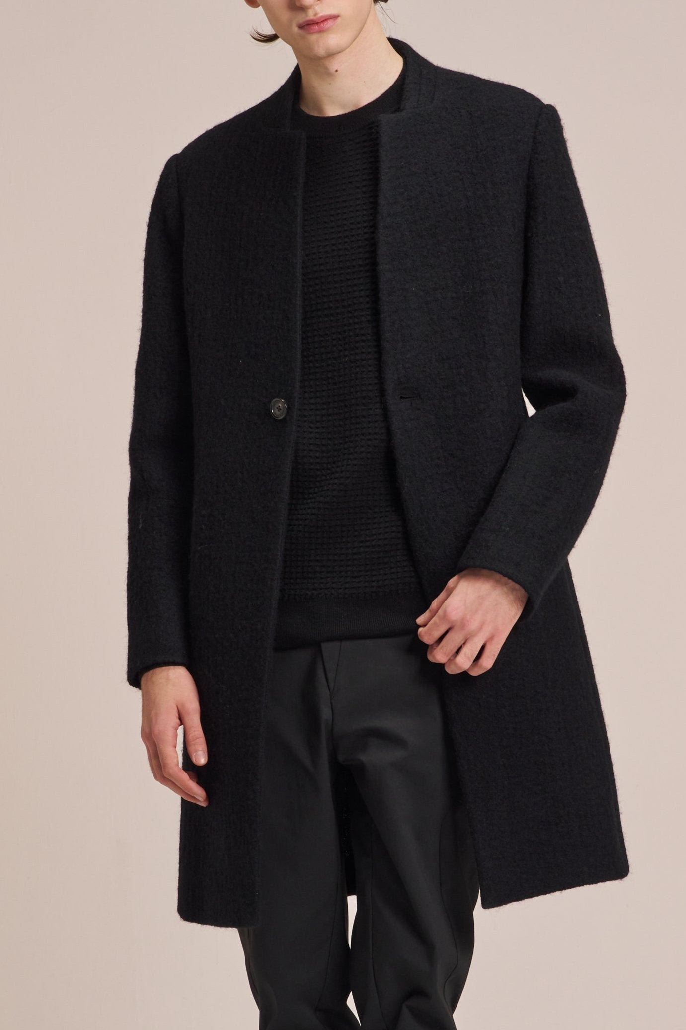 スタンドカラーウールコート