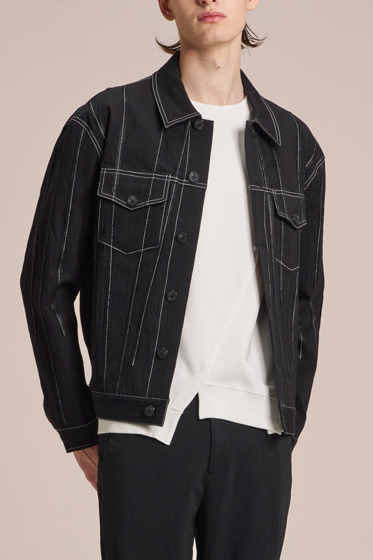 Crepe Jacket With Tape & White Stitching