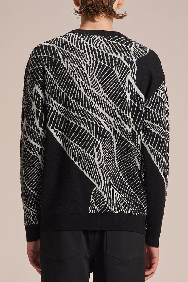 Wire Wave Pattern Wool Sweater
