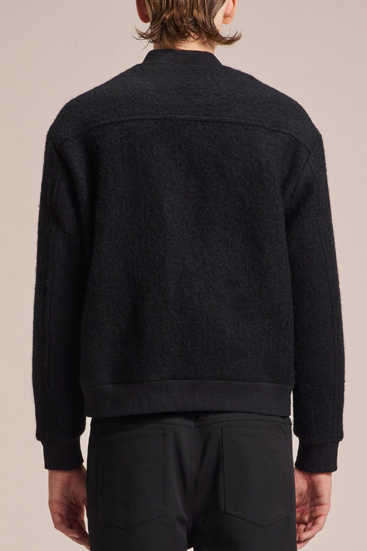 ウール ボンバー ジャケット ファブリック コントラスト ポケット付き