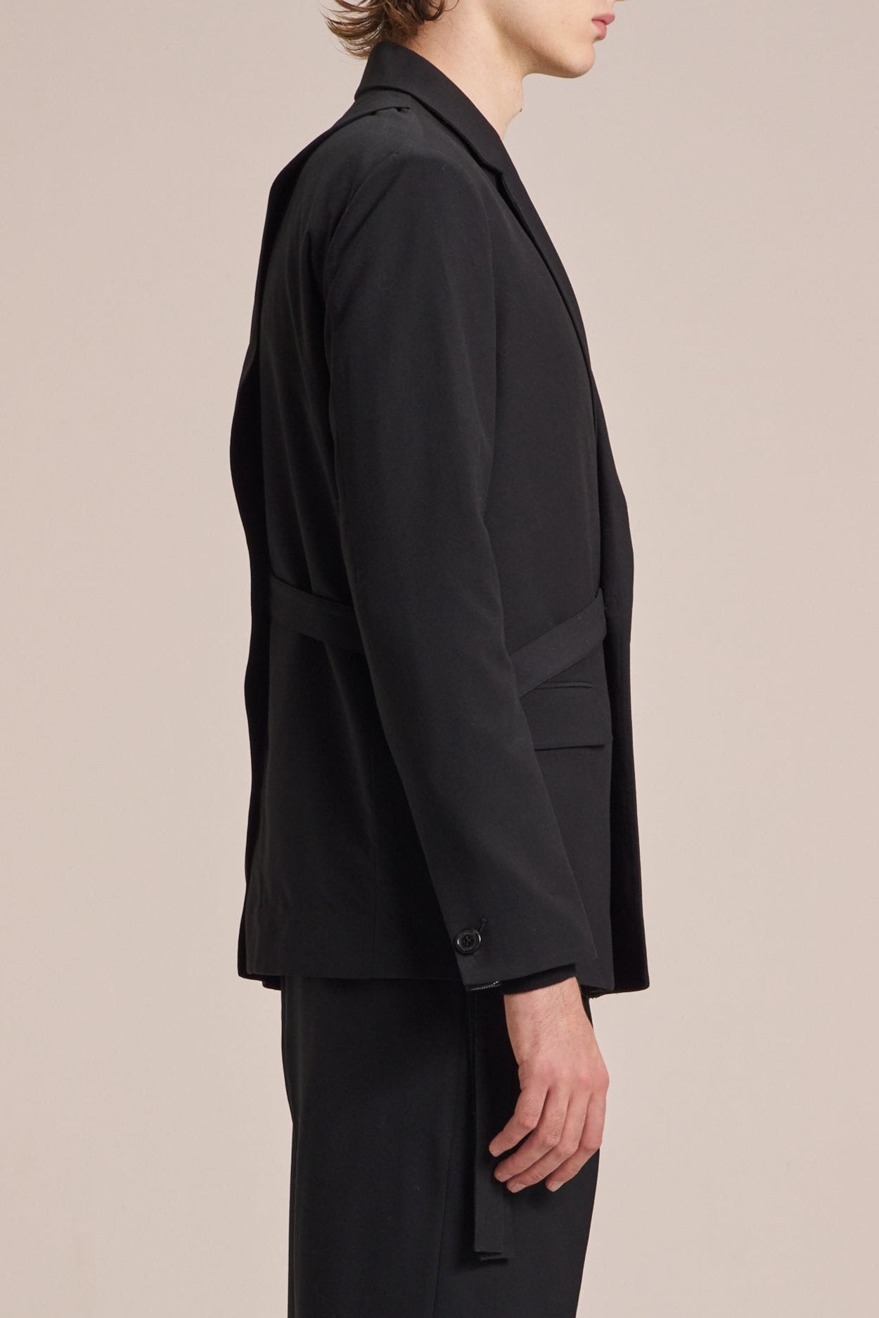 Blazer With Self Fabric Belt & Buttons