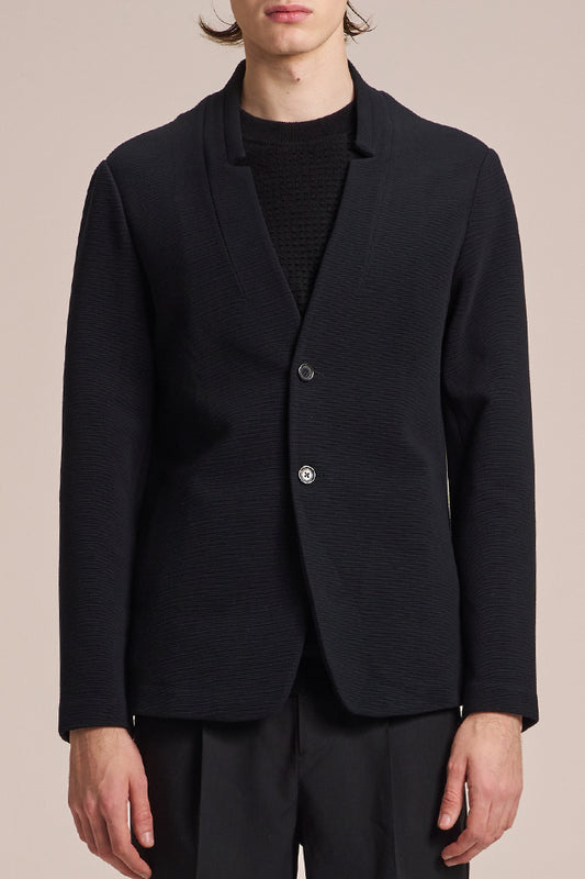 Cotton Knit Stand Collar Blazer