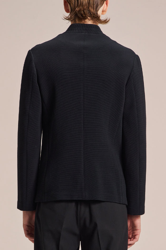 Cotton Knit Stand Collar Blazer