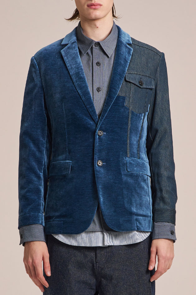 Blazer With Velvet Contrast Denim