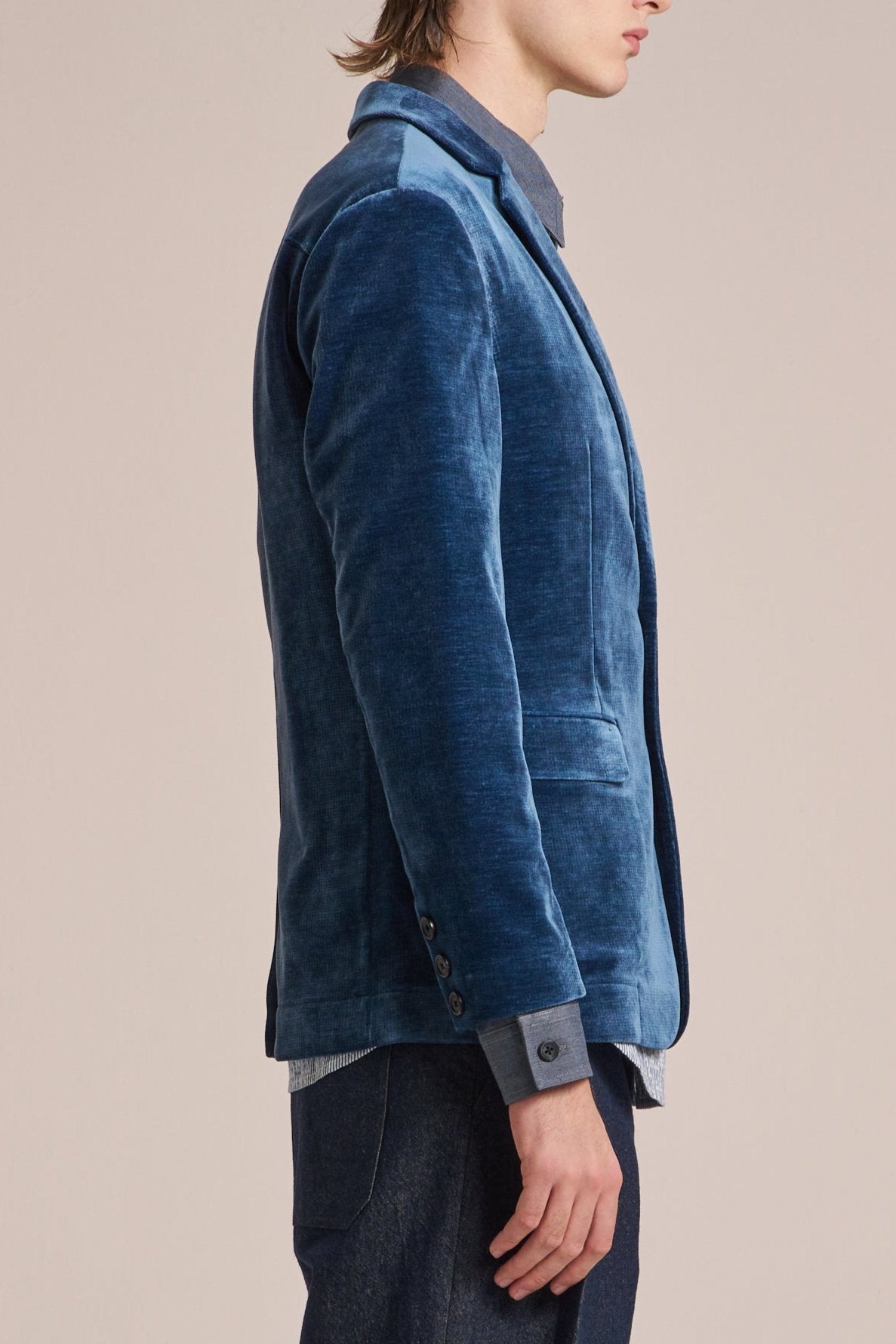 Blazer With Velvet Contrast Denim