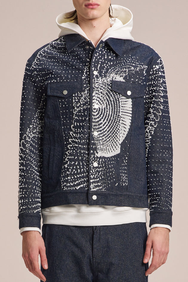 Denim Jacket With Vectors 3D Embroidery