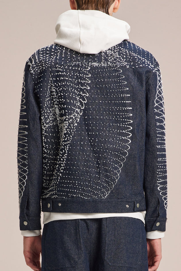Denim Jacket With Vectors 3D Embroidery