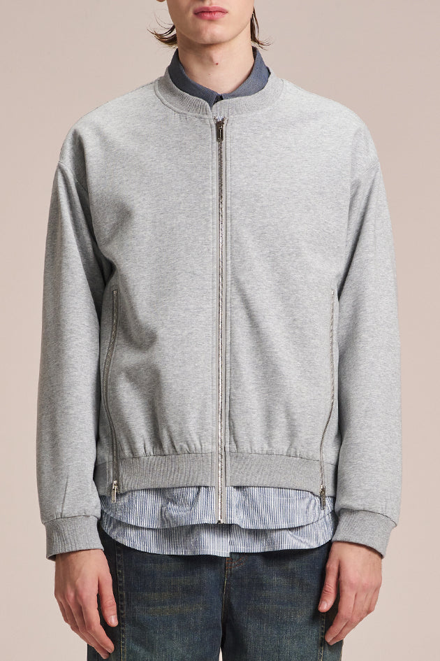 Zipper Knit Jacket With Shirt Hem