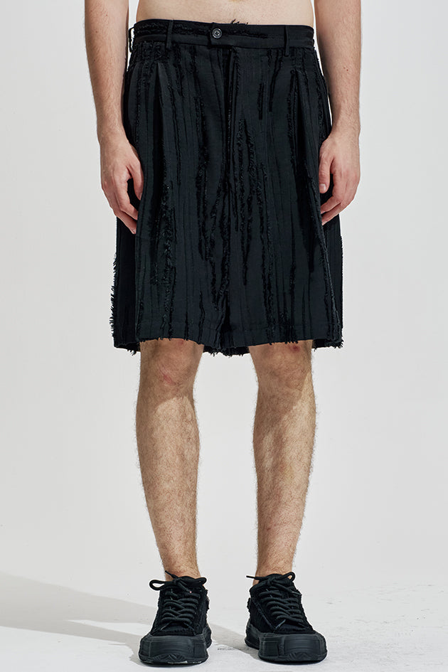 Ripped Texture A Line Shorts