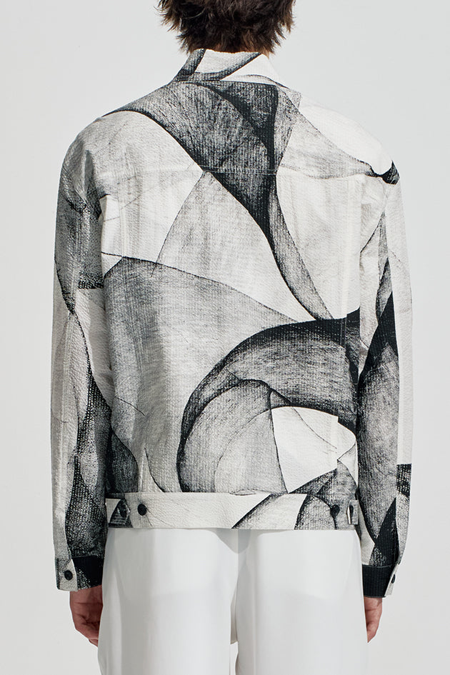 Seersucker Jacket With Curvy Shadow Pattern