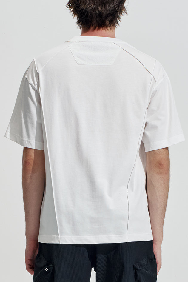 Tee With Perforated Nylon Patchwork