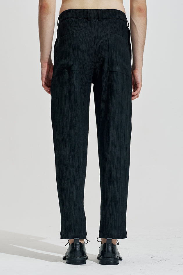 Crepe Texture Tencel Loose Fit Pants