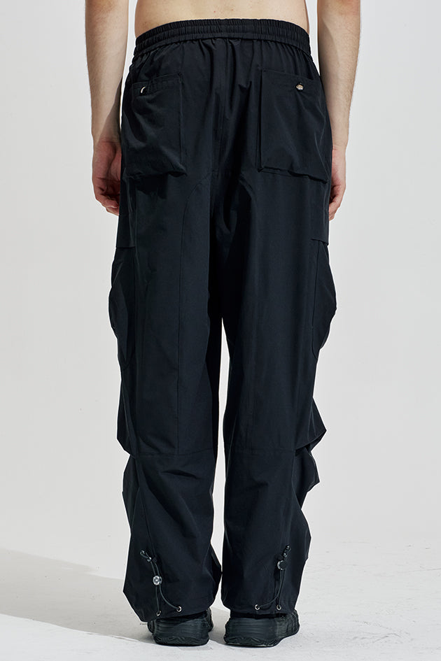 Wide Leg Cargo Pants With Drawstring Hem