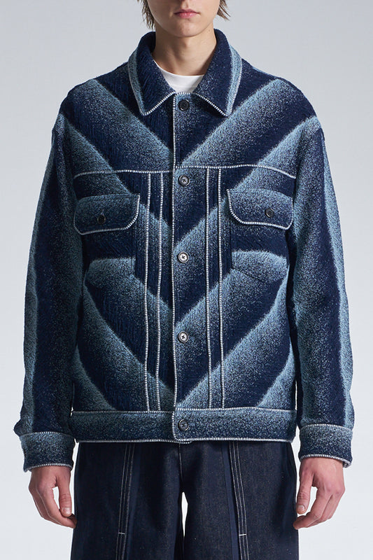 Bias Stripe Denim Jacket