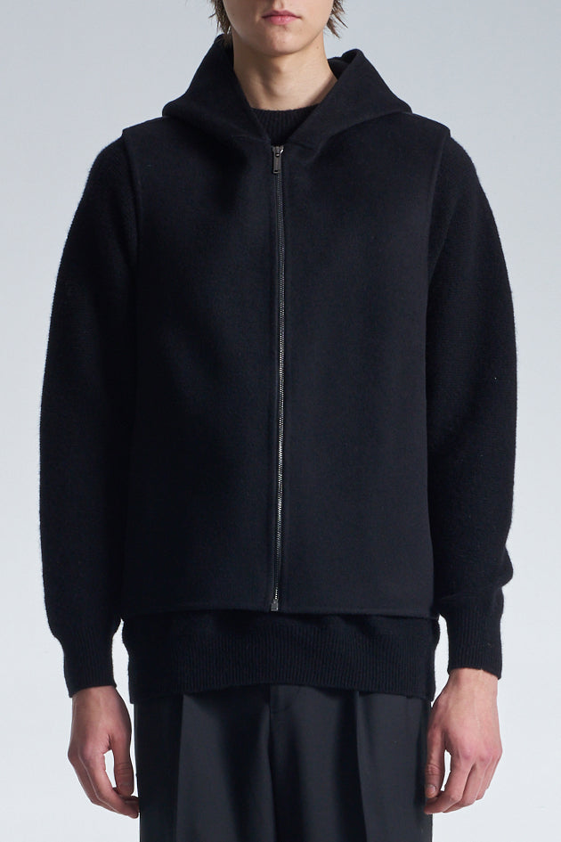 Double Faced Wool 2in1 Trench Coat With Hood