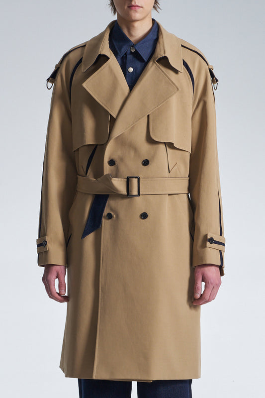 Trench Coat With Denim Trim