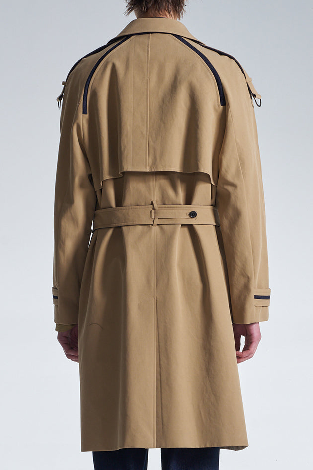 Trench Coat With Denim Trim