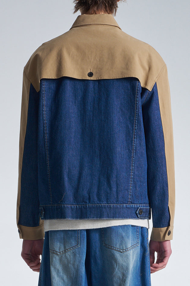 Trench Coat With Denim Trim