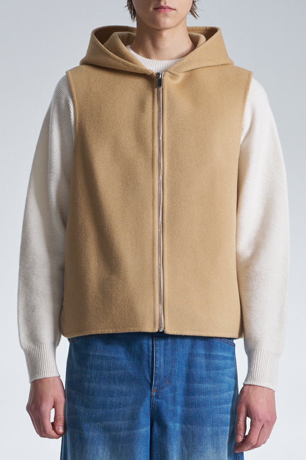 Double Faced Wool 2in1 Trench Coat With Hood