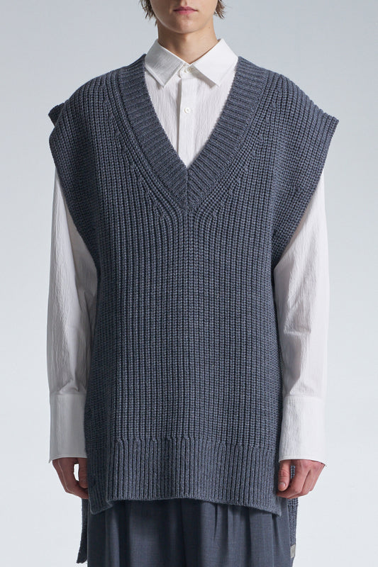 Wide Shoulder Sleeveless Sweater