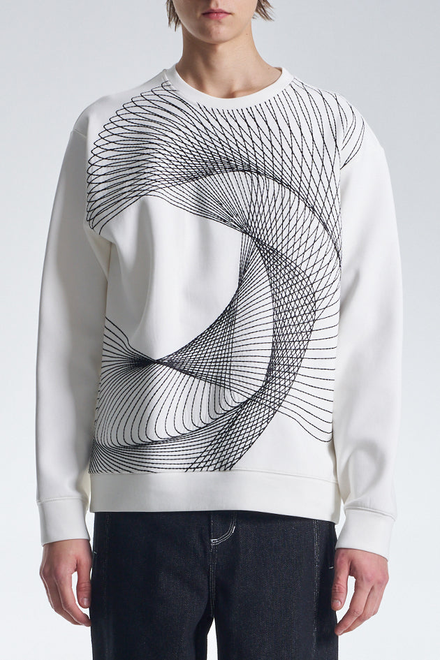 Sweathshirt With Twisted Wavy Lines Embroidery