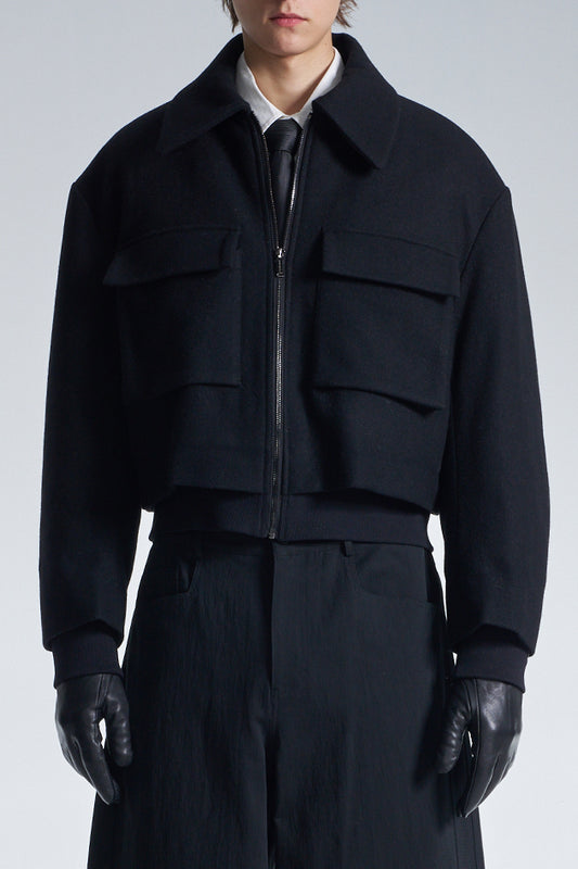 Double Faced Wool Zipper Jacket