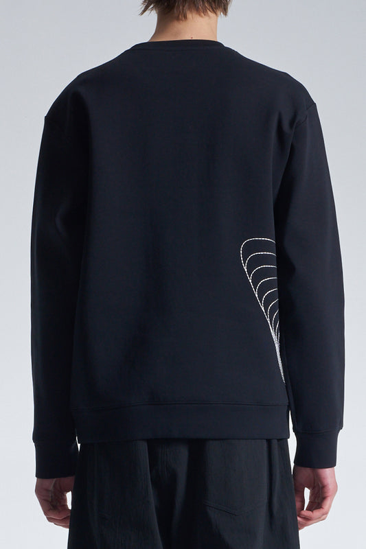 Sweathshirt With Twisted Wavy Lines Embroidery