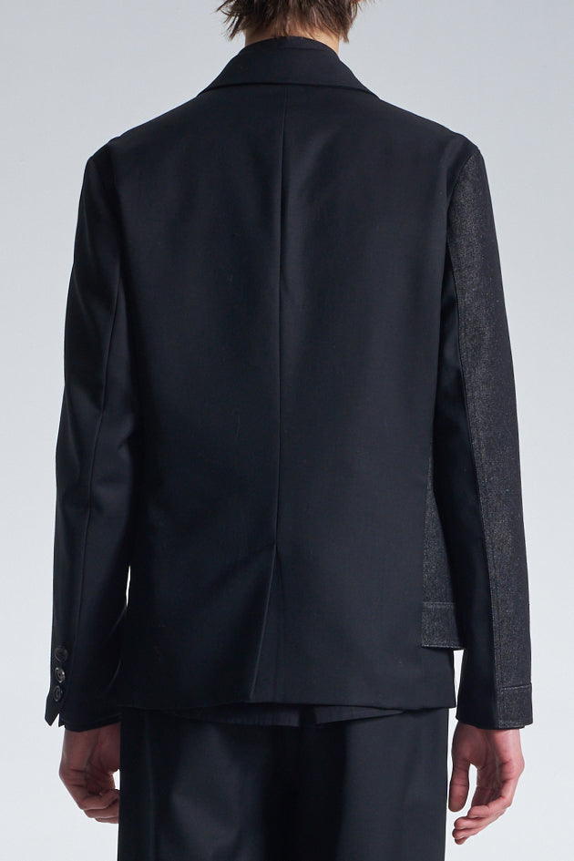 Deconstructed Wool Blazer With Denim