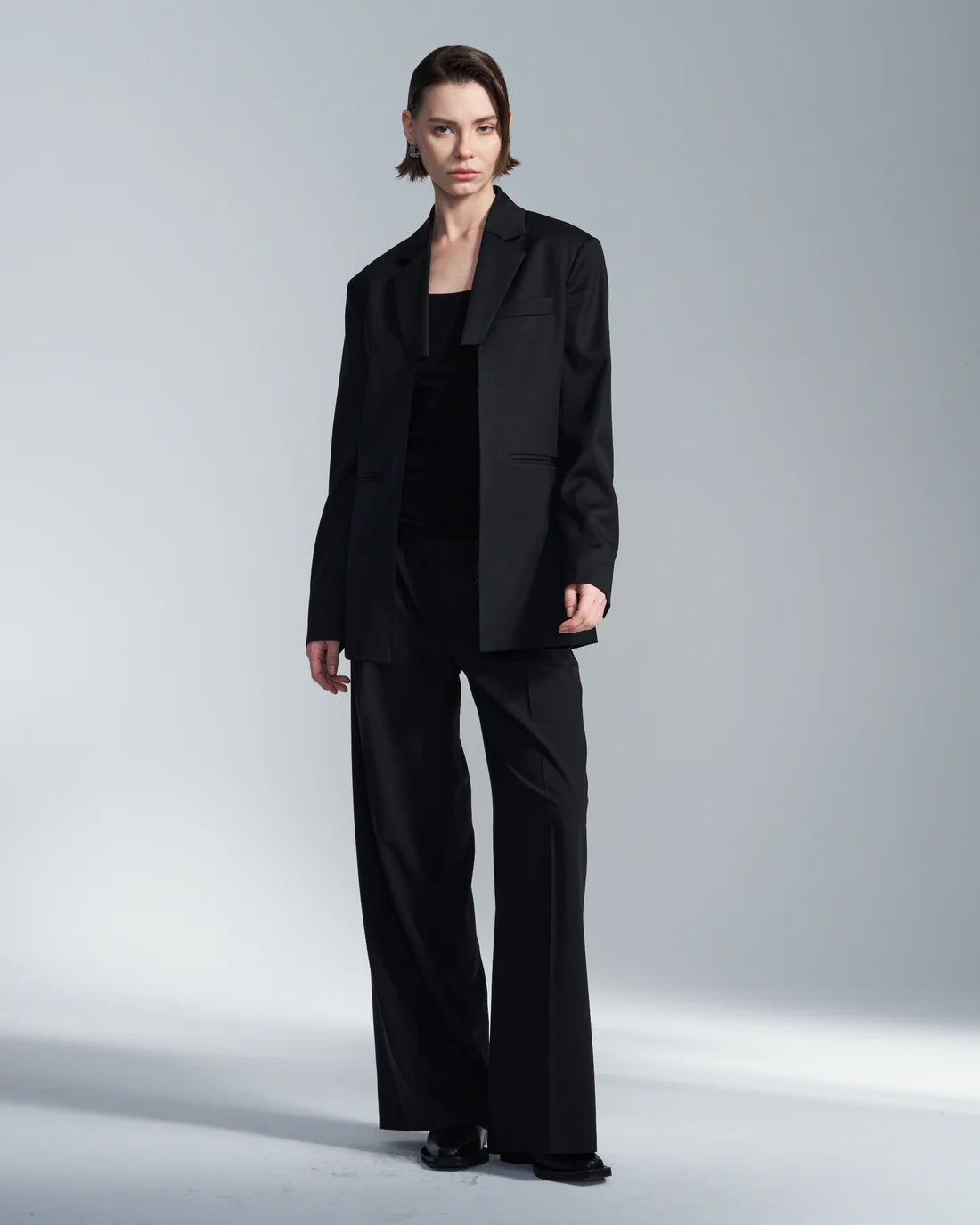 Wool Blazer With Cutted Lapel