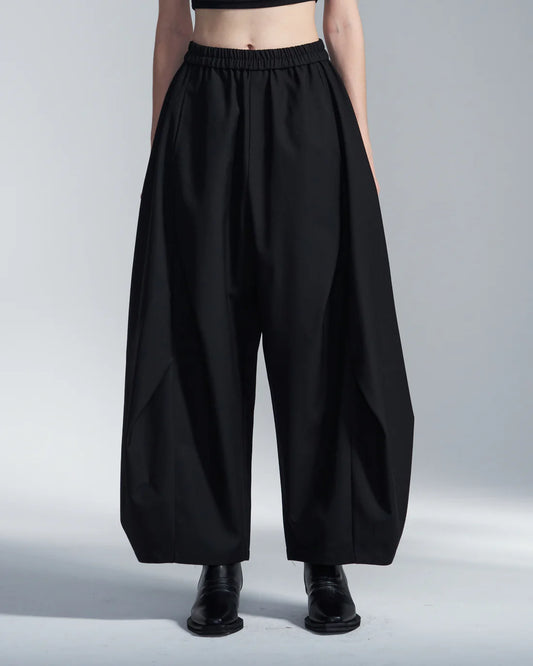 Balloon Fit Wool Pants With BIg Pleat