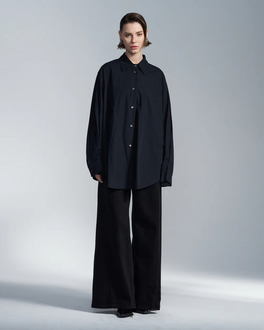 Loose Fit Shirt With Pleated Cuff