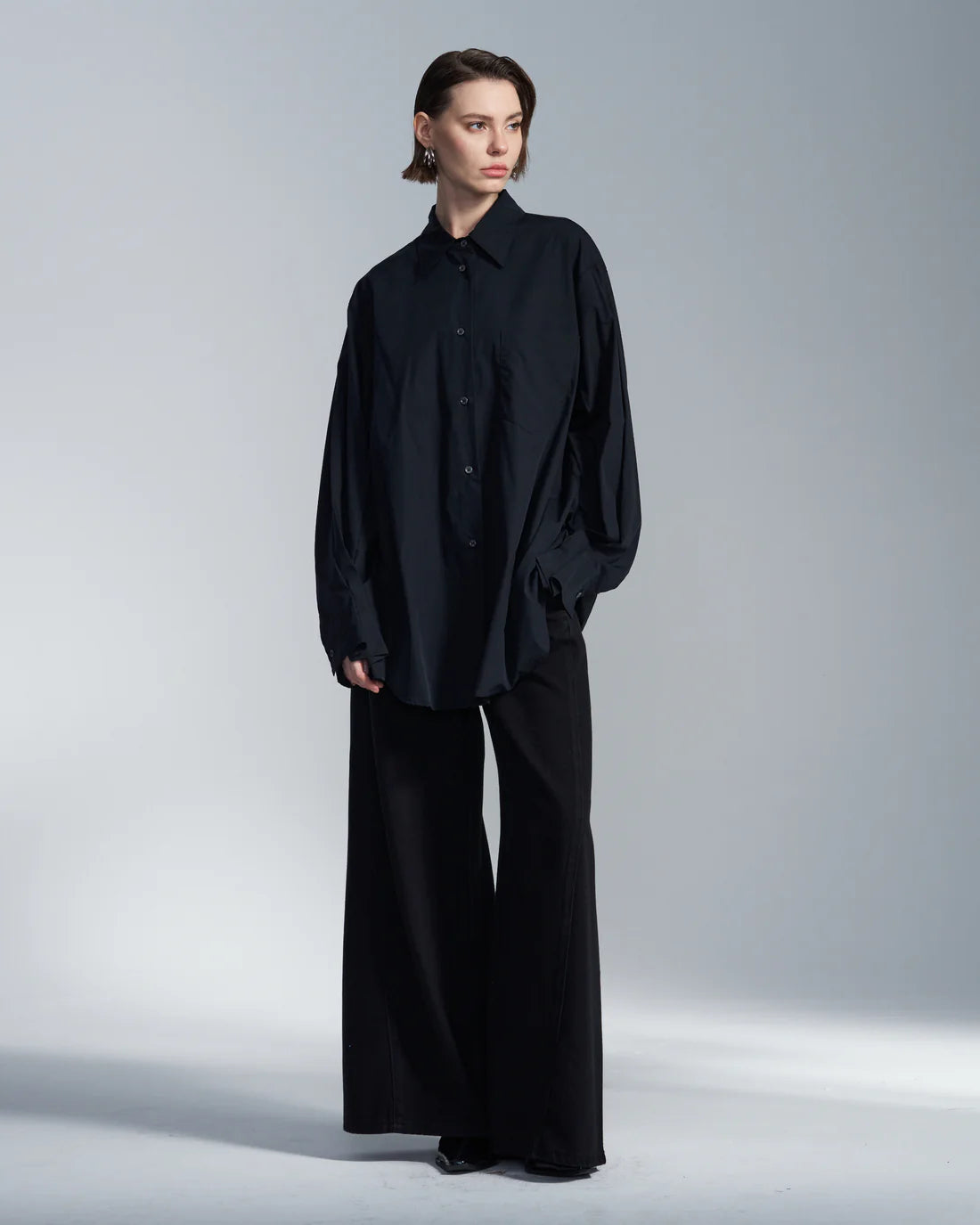 Loose Fit Shirt With Pleated Cuff