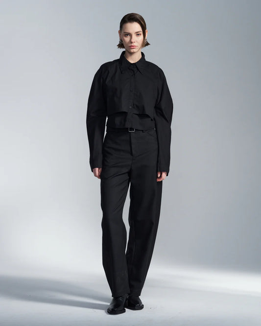 Cropped Shirt With Round Sleeve