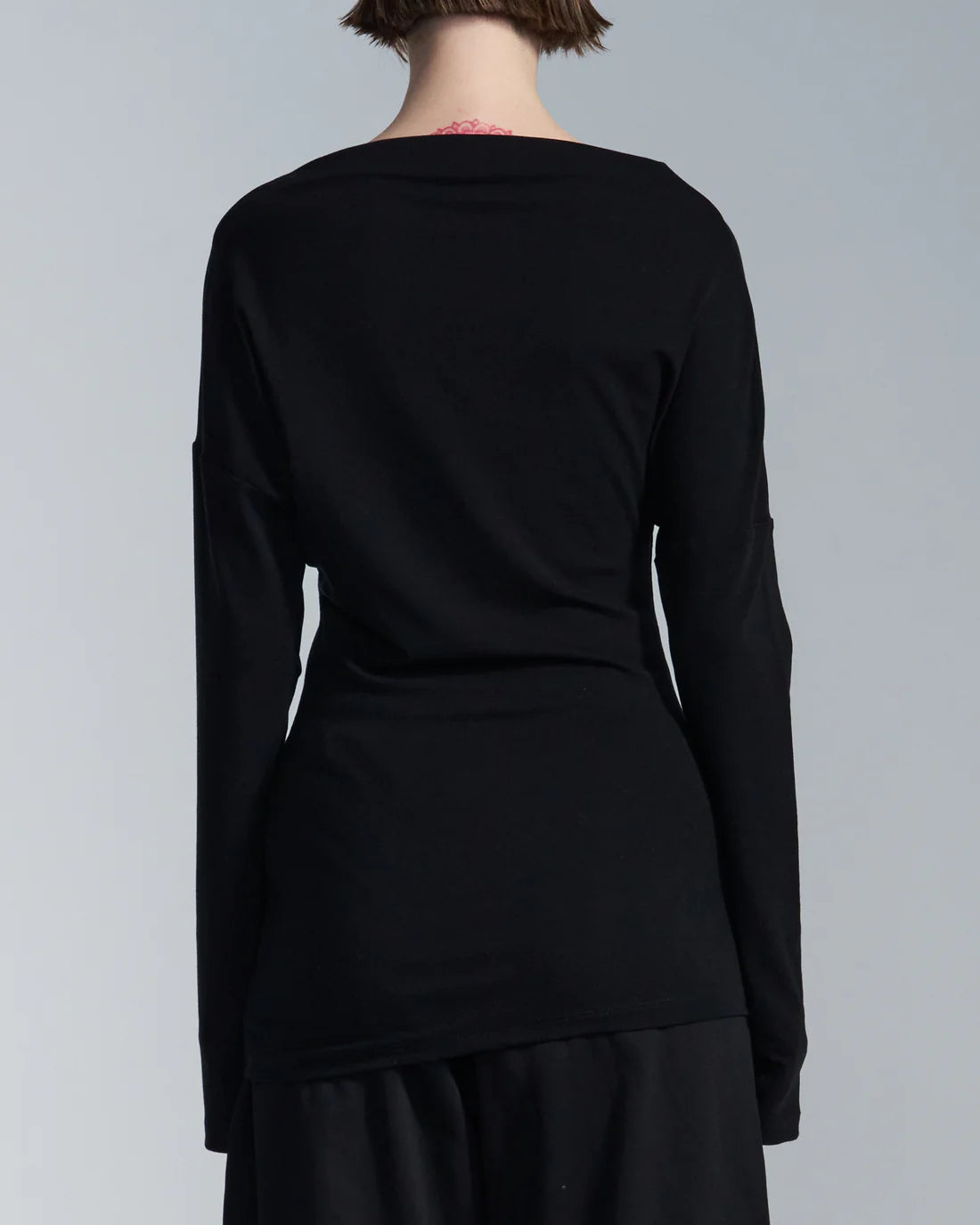 Lyocell Wool Boat Neck Long Sleeve T Shirt