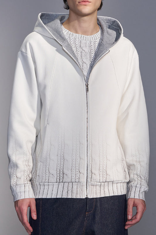 Sweater-Print Zip-Up Hoodie