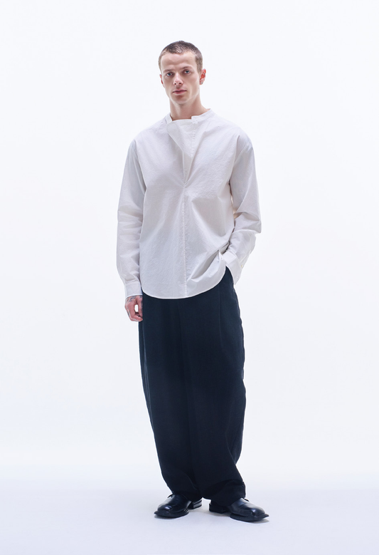 Pullover Shirt With Volume Collar